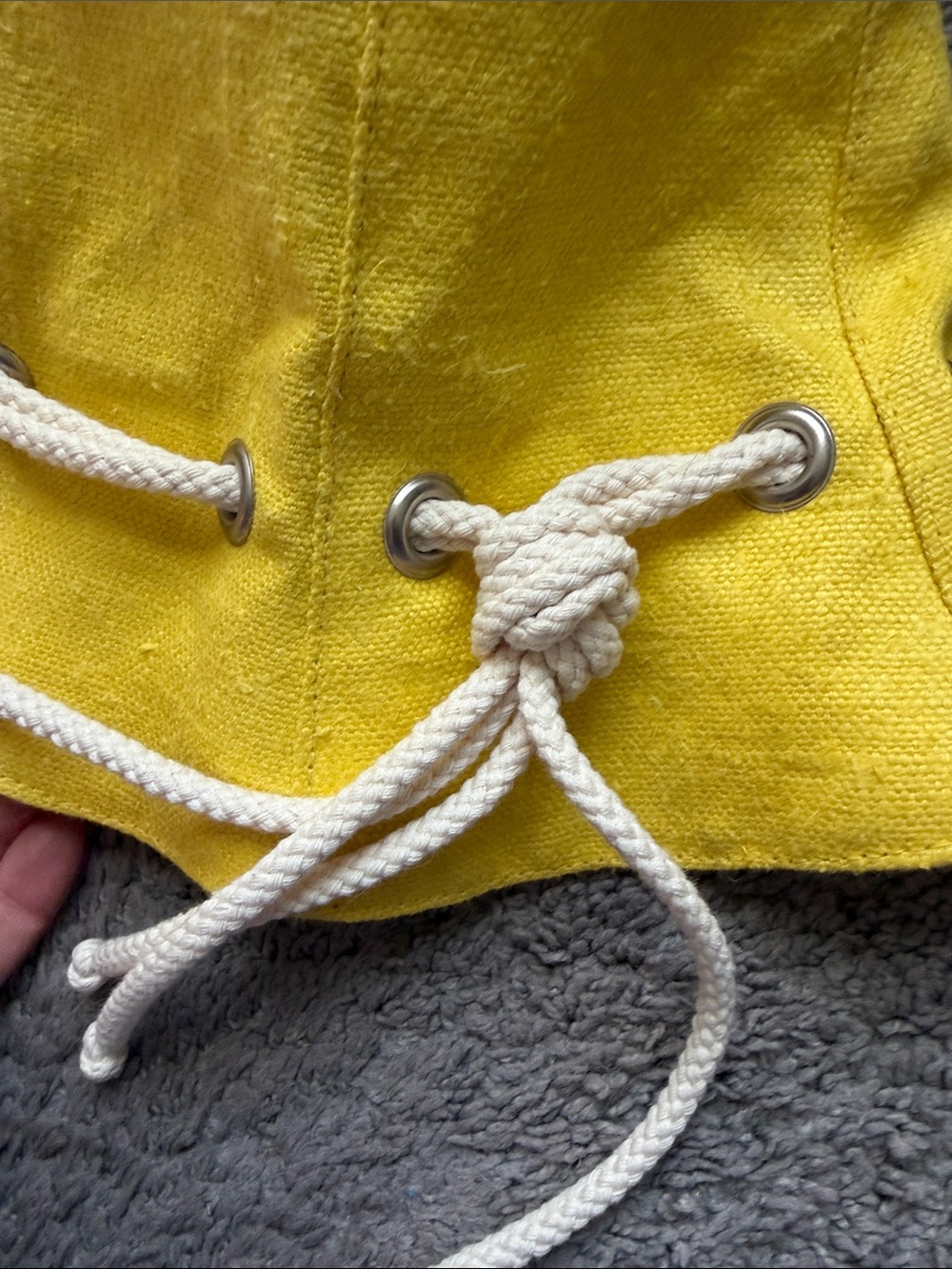 Barneys New York Yellow Canvas Bucket Hat with White Rope Trim - Picture 7 of 11
